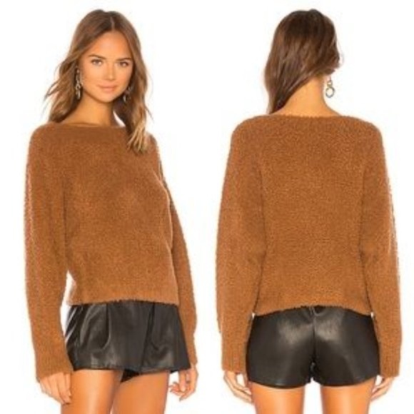 Vince Brown Teddy Cropped Boatneck Ginger Sweater Women's Large Wool Cashmere - Picture 16 of 16